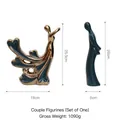 Figurines de couple en céramique abstraite vert foncé et or pour décoration maison - Figurine de Couple S'embrassant 9322
