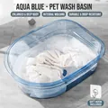 Water blue PET plastic laundry basin in large size for soaking clothes - Transparent Blue Laundry Tub / With Hook