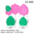 Pink monstera leaf silicone mold with green leaf samples for tropical fondant decorating - 2# Monstera Leaves / Pink