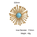 Golden stainless steel sunburst ring featuring a turquoise stone inlay on white background - Lake Blue