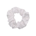 Elegant white satin scrunchie with soft silk texture for French minimalist hairstyles - White