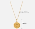 Collier vintage en acier titane doré avec pendentif boussole à étoile à huit branches - Collier Plaque Étoile