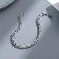 Bracciale a catena a maglie quadrate da 8 mm in acciaio inossidabile argento lucido - 8mm*22cm / Color Acciaio