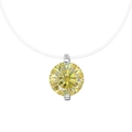 Minimalist S925 necklace featuring a yellow round cut moissanite on an invisible fish line - 1 ct / Round (Yellow Moissanite)