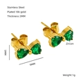 Boucles d'oreilles nœud en acier inoxydable plaqué or 18K et zircon vert 9mm - Zircon Vert
