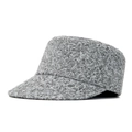 Chic grey flat top baker boy hat for women made of warm and textured wool blend - Adjustable / Gray