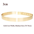Minimalist mirror gold metal waist belt for women, 3cm wide size M fitting 70-78cm - 3cm Width/Size M (70-78cm) / Gold