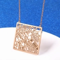 Square cutout city map necklace pendant in rose gold finish with delicate chain - Rome Italy / Rose Gold