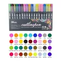 36-color set of metallic outline pens with double line effect and glitter ink for DIY - Black Barrel 36 Colors Set