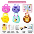 Bastelset für Kinderfilztaschen mit sechs Tiermotiven und vollständigem Nähzubehör - Kleintier-Handtaschen-Stil (Farbbox) / 106g Set