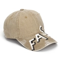 Detail der khakifarbenen Baseballkappe aus Baumwolle mit schwarzem FAST-Graffiti am Schirm - Einheitsgröße / Khaki
