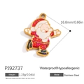 Waterproof stainless steel Santa Claus pendant with colorful glitter for DIY jewelry - Glitter Santa Claus (PJ92737)