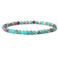 Elastic beaded bracelet with turquoise and multicolor marble stone 4mm beads - Shoushan Stone