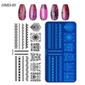Rectangle nail stamping plate OMD-09 with ethnic patterns and floral totem designs - OM-D09 Ethnic Totem (OM-D09)