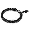 Men's vintage black stainless steel box chain bracelet with engravable metal plate - Style D Box Chain with Coil Accents (KB138835-KFC)