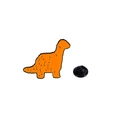 Spilla in smalto a forma di nugget di dinosauro con chiusura a farfalla in gomma nera - Stile Pepita di Brachiosauro