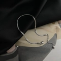 Cavigliera piatta in argento a catena serpente con ciondolo a cuore e chiusura a moschettone - Color Acciaio