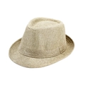 Summer beige straw fedora hat for children with fine woven texture and flat brim - Adult Size (Approx 58cm) / Solid Linen-Beige