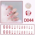 Translucent red and white cow print press-on nails with 3D butterfly accents D044 - D044 Red French 3D Butterfly Style(D044) / Glue Type