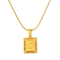 Gold-tone stainless steel necklace featuring a rectangle letter C pendant on a snake chain - Letter C