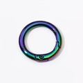 Rainbow plated circular spring ring buckle for DIY keychains and bag accessories - 25mm / Black