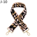 Close-up of wide woven bag strap with geometric patterns and gold metal hardware - Pink (J-10)