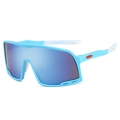 Men and women's windproof sports sunglasses in light blue frame with blue coated lenses - Blue Frame Blue Lens