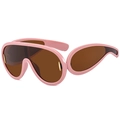 Occhiali da sole punk oversize rosa con lenti marroni scure per un look futuristico - Universale / Montatura Rosa Loto Lente Tè