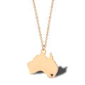 Minimalist Australian map pendant necklace in rose gold finish with heart cutout - Australia - Rose Gold