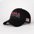 Gorra de béisbol negra clásica USA con bordado 3D y bandera estadounidense en el lateral - Ajustable / Negro