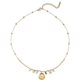 Collier thème marin doré avec pendentif coquillage, étoile de mer et perles turquoise - Collier Strass Étoile de Coquille