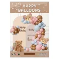Set arco di palloncini orsetto retrò con palloncini in lattice marrone rosa e blu - Stile 4
