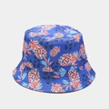 Dettaglio cappello alla pescatora blu navy con stampe di ananas e trama in tela - M (56-58cm) / Blu Klein