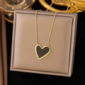 Minimalist gold heart necklace with black pendant on a premium gray jewelry display box - 【XLH412】Black Heart Necklace / Gold
