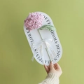 Handmade pink knitted hydrangea flower bouquet with green leaves and ribbon wrap - Hydrangea - Pink