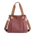 Minimalist canvas tote bag in deep plum with dual metal zippers and adjustable straps - 35cm x 32cm x 12cm / Purple Coffee
