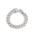 Detailed view of silver oval Cuban link chain necklace with sparkling crystal rhinestones - 9inch (22cm) Anklet / Silver