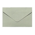 Mini sage green specialty paper envelope with vintage linen texture and V-flap design - Fog Gray