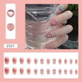 Uñas postizas 3D de corazón con cambio de color fotosensible y degradado rosa - Estilo de Corazón Sensible a la Luz (Con Pegamento) (Z327)