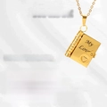 Golden titanium steel love letter envelope necklace with engraved book pendant details - 31 Gold My Love Style Necklace