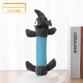 Cute grey elephant plush squeaky dog toy with blue striped body for teething 22x10cm - Long Grey Elephant