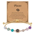 Pisces zodiac charm bracelet with blue sandstone and colorful beads on kraft gift card - Pisces