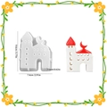 Siliconen kasteelvorm voor hars DIY met afmetingen van 9,6 cm x 7,4 cm x 1,6 cm groot - Hol Huis 002 (Kasteel Stijl) / Wit