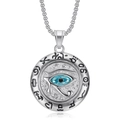 Ägyptische Auge des Horus Halskette in Silber mit blauem Edelstein auf weißem Grund - Silberfarben Einzelner Anhänger