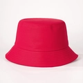 Detail of red cotton bucket hat showing parallel stitching and high-density twill fabric - Red