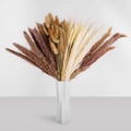 Natural dried pampas grass bouquet with white geometric vase for home and party decor. - Mixed Dried Flower Bouquet (HS68)