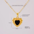 Dettaglio delle dimensioni della collana con ciondolo a cuore vintage con catena dorata e inserto - Nero (Con Catena)