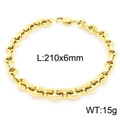 Bracciale a catena a naso di maiale in acciaio inossidabile placcato oro 18K, 210x6 mm - Bracciale a Catena Naso di Maiale (KB163129) / 210x6mm / Bracciale Oro