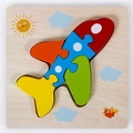Wooden 3D airplane puzzle toy for toddlers with bright colorful blocks and thick baseboard - Airplane with Buckle