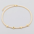 Collar LOVE bañado en oro de 18K con pavé de circonitas y eslabones cuadrados - Collar de Oro / Oro de 18K